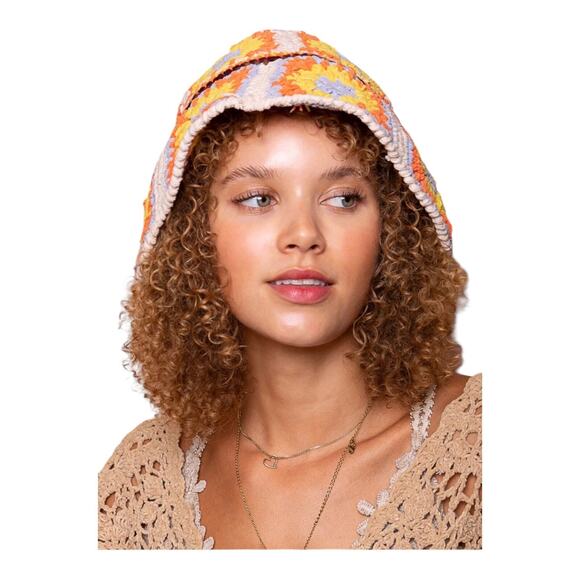 POL Crochet Granny Square Chenille Polyester Bucket Hat One Size NWOT - Picture 15 of 16